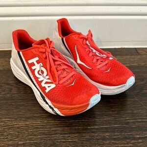 Hoka Red and White Athletic Shoes